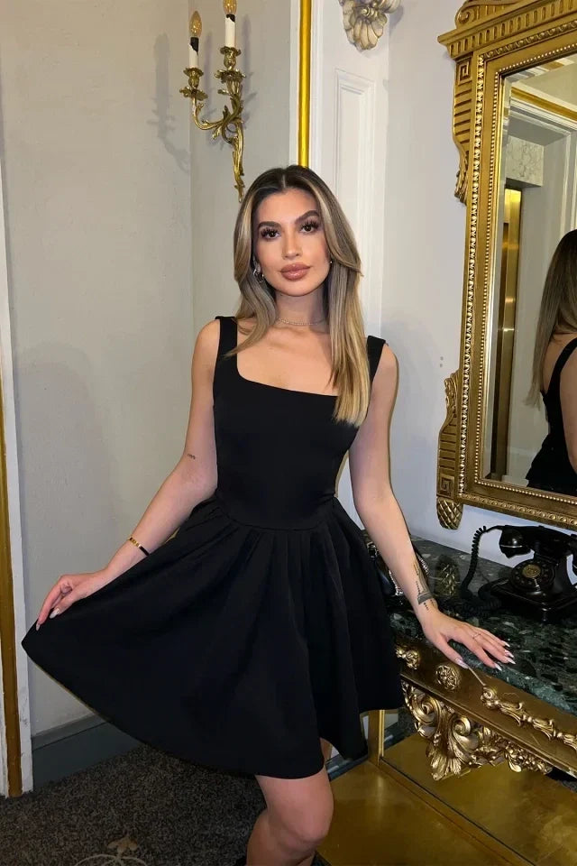 Square Collar Mini Dress