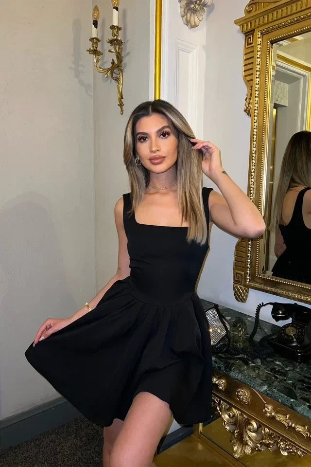 Square Collar Mini Dress
