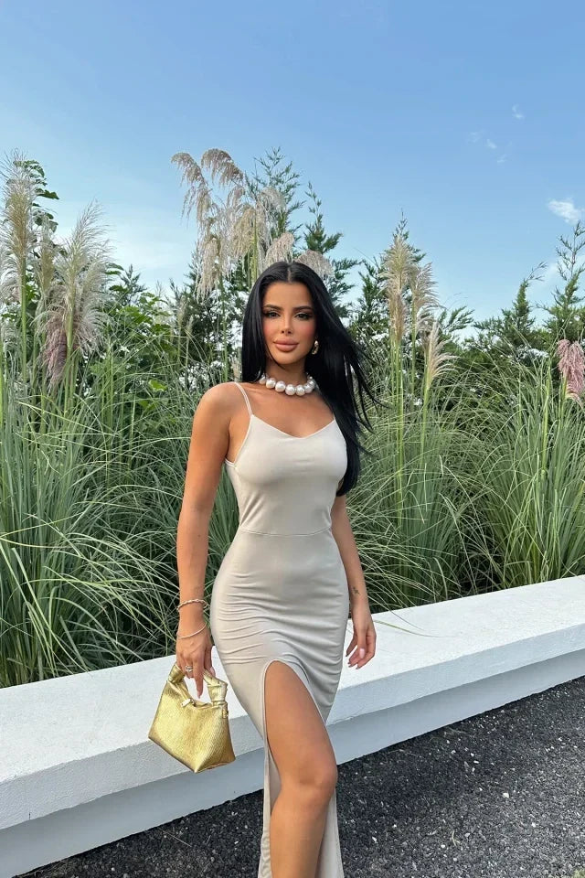 Slit Detail Strap Dress