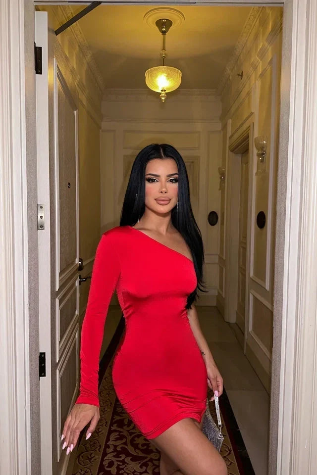 Single Sleeve Mini Dress
