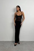 Tulle Garnished Sequined Maxi Dress