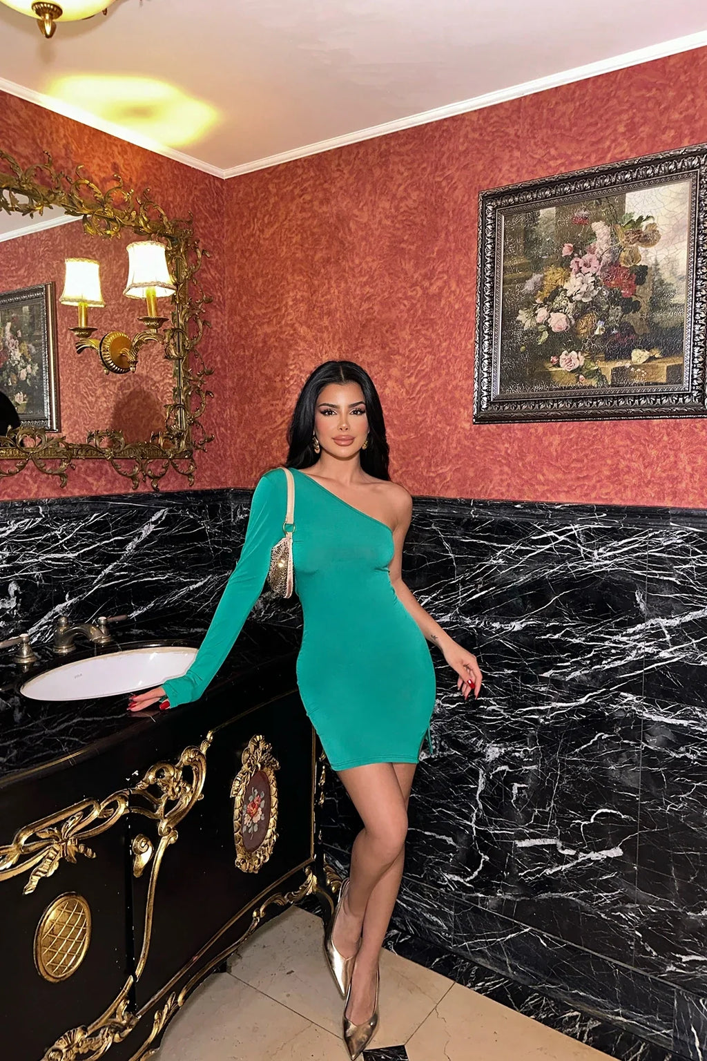 Single Sleeve Mini Dress